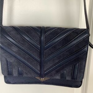 Navy blue leather purse.